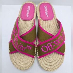 Off-white bookish pink sandals